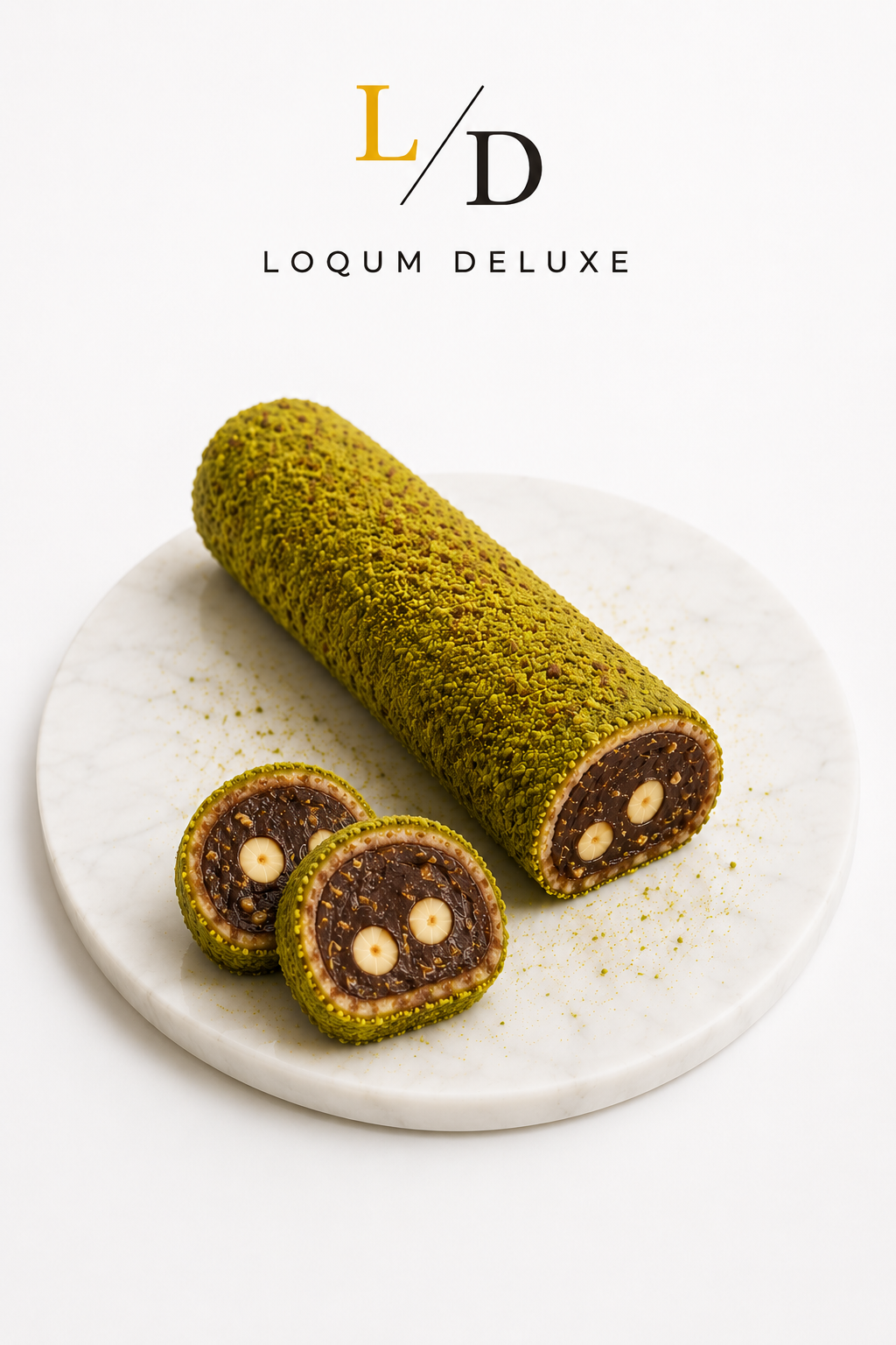 Brownie Rol met Hazelnootcrème & Pistache